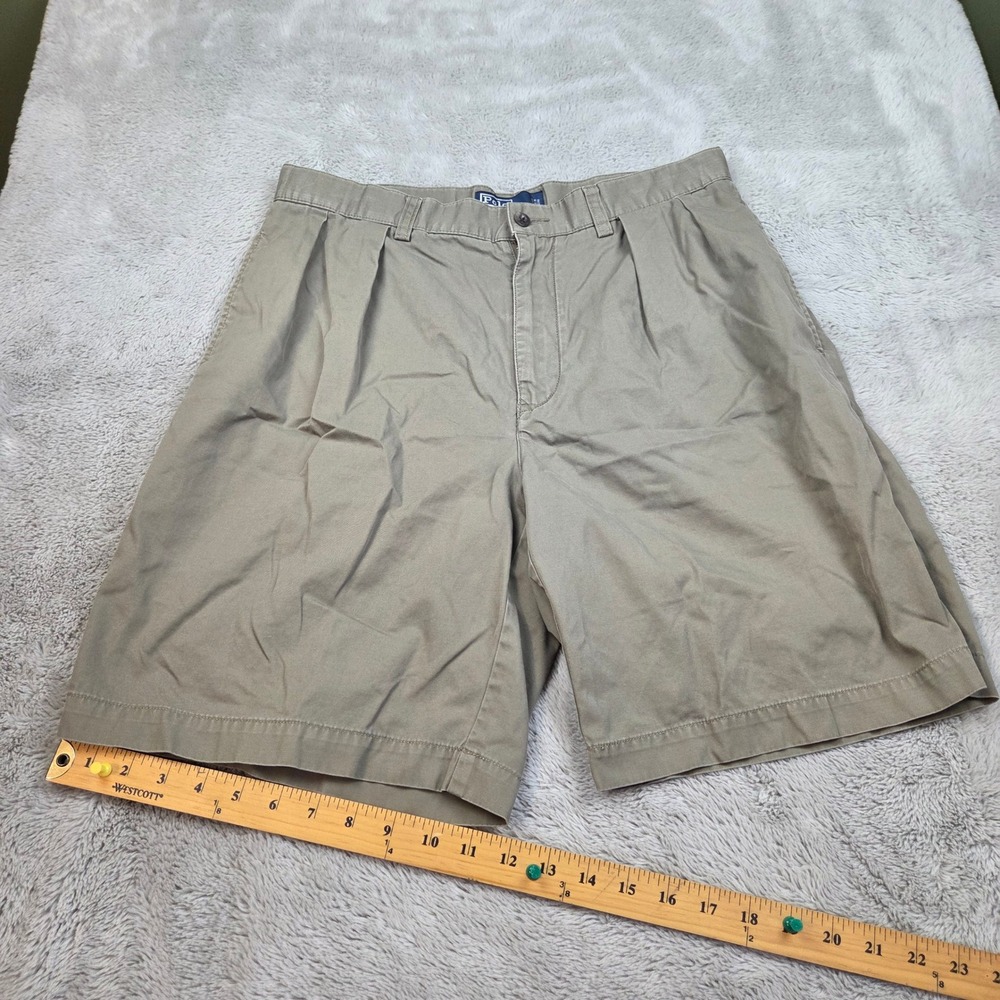 Polo Ralph Lauren Tyler Short Mens 33 Double Pleated Chino Cotton Twill Khaki